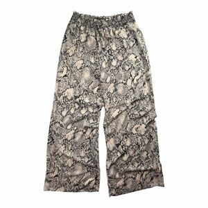 Snakeskin Print Wide-Leg Palazzo Pants